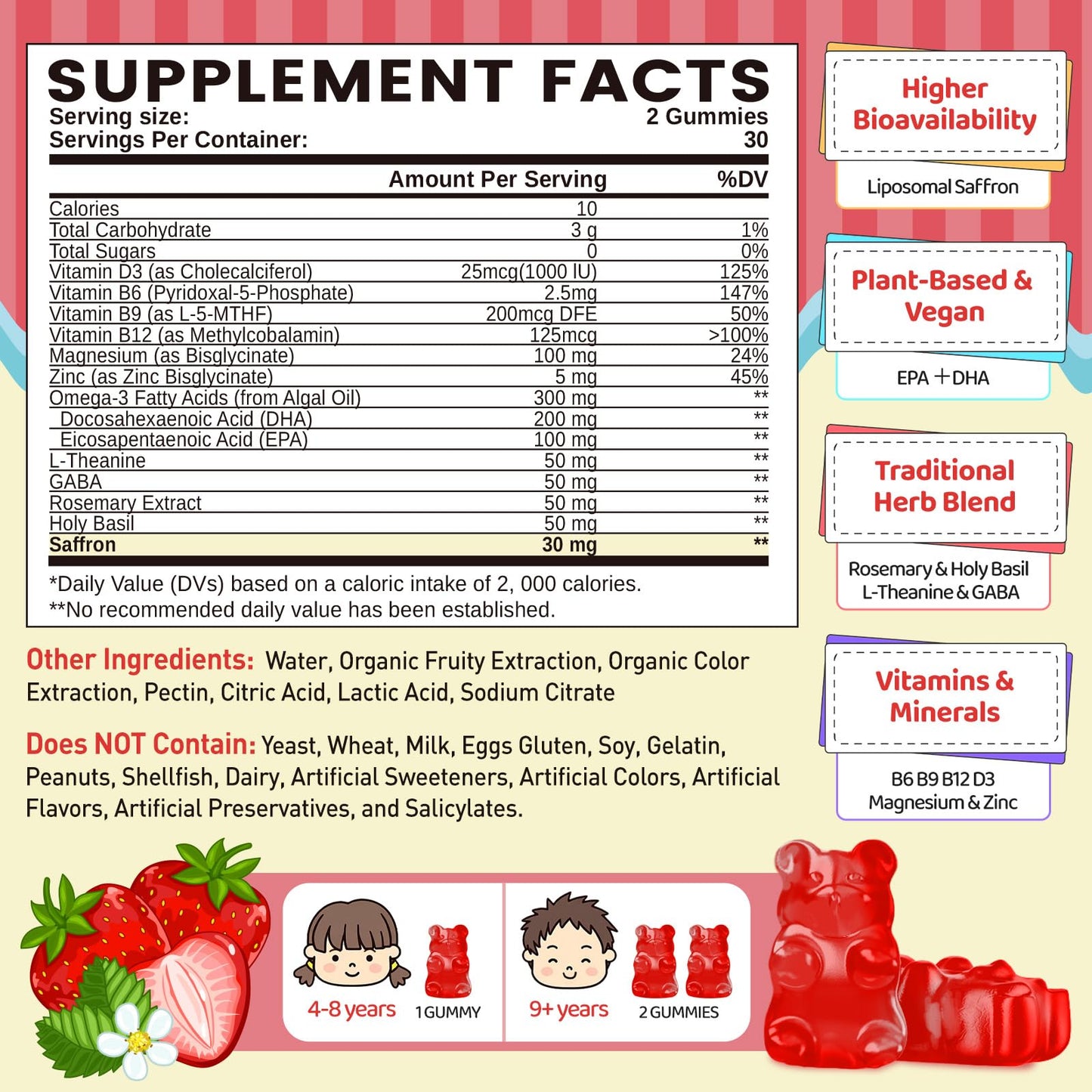 duwhot Liposomal Saffron for Kids 4+ 60 Gummies
