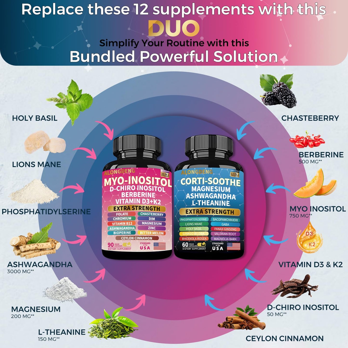 ALongDeng Soothe-Smooth Bundle Multivitamin Combo 60 Capsules