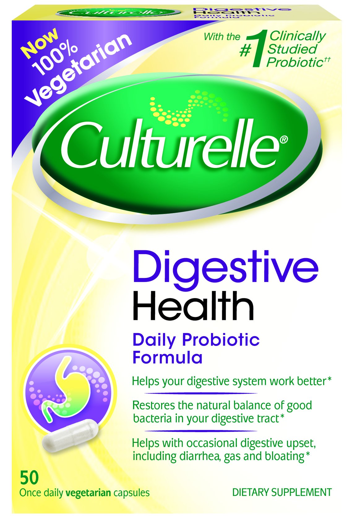 Culturelle Digestive Health Daily Formula Probiotic Capsule, 50 Count