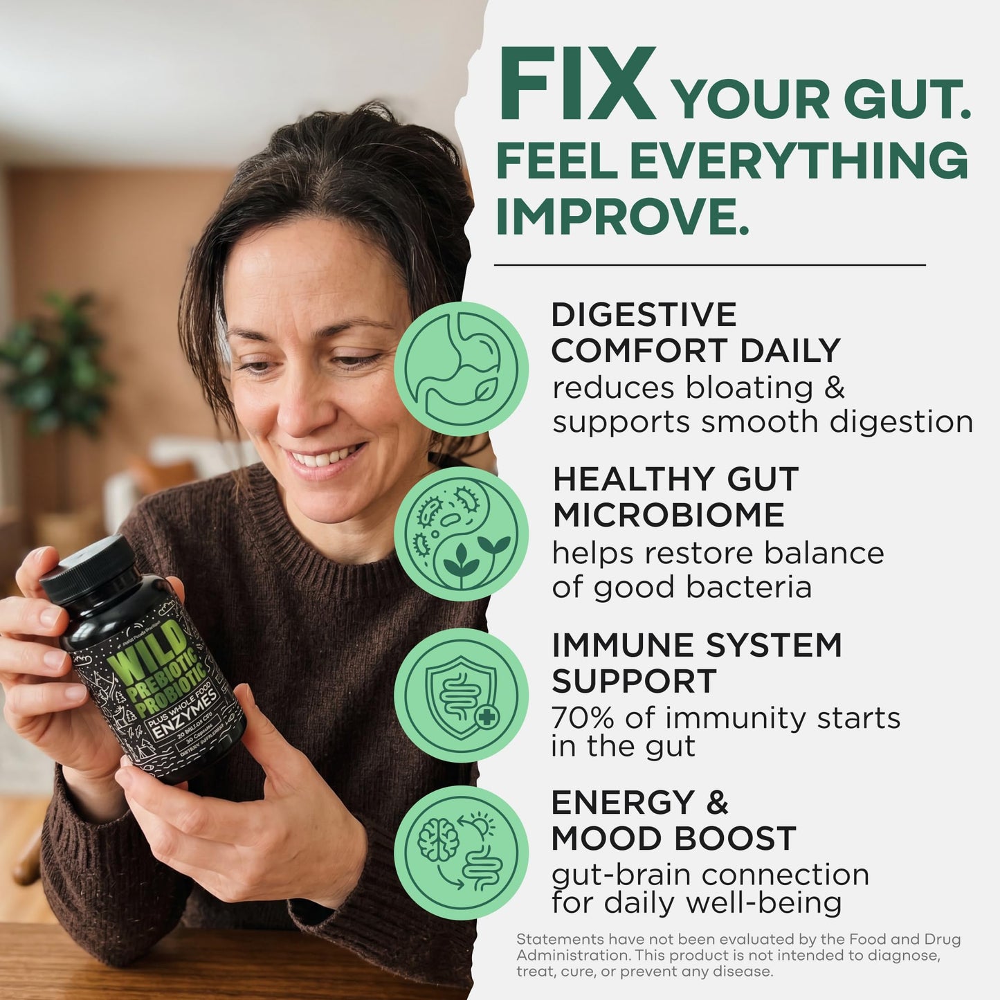 Wild Foods Prebiotics and Probiotics with Digestive Enzymes 60 Capsules