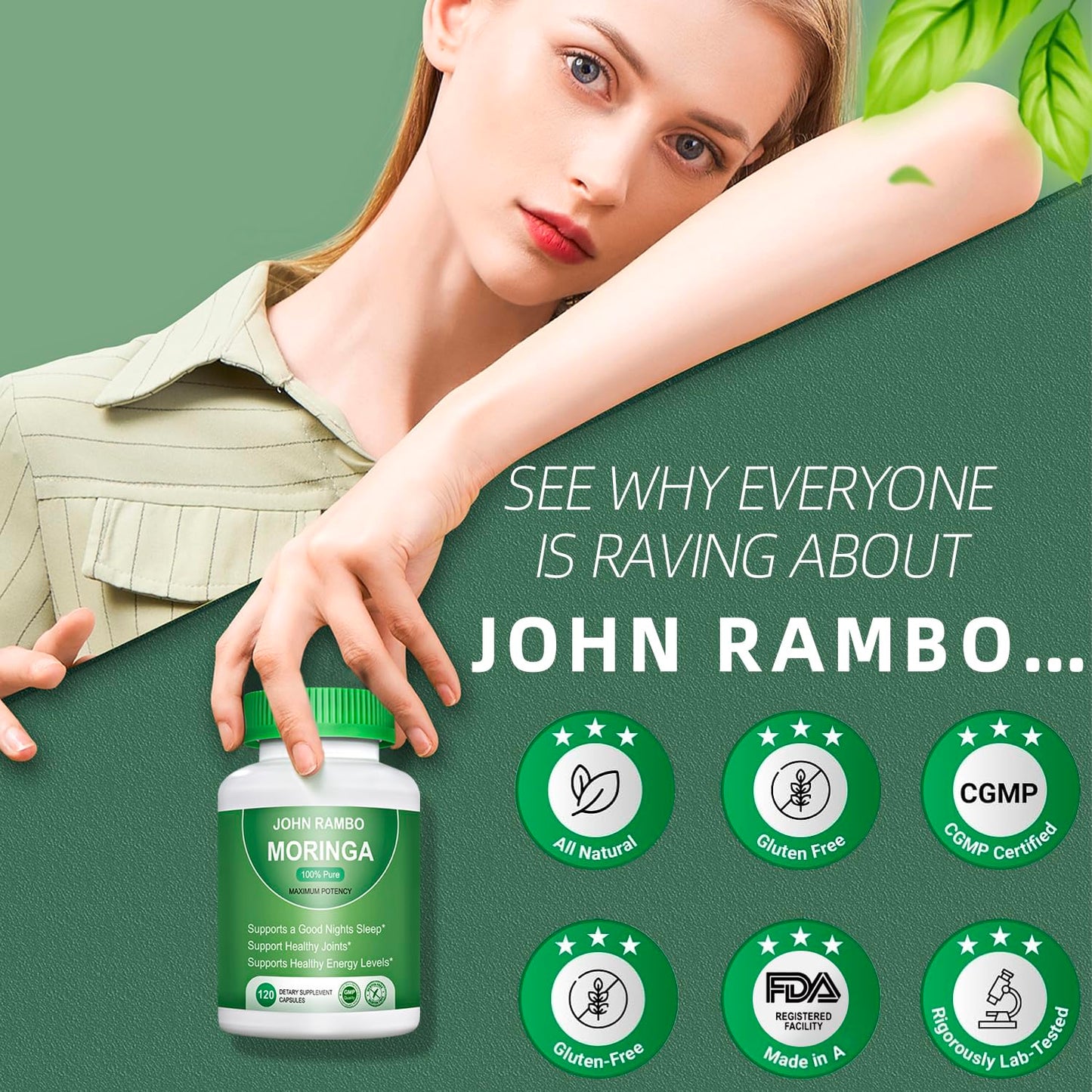 JOHN RAMBO Moringa Powder 1200mg Capsules 120