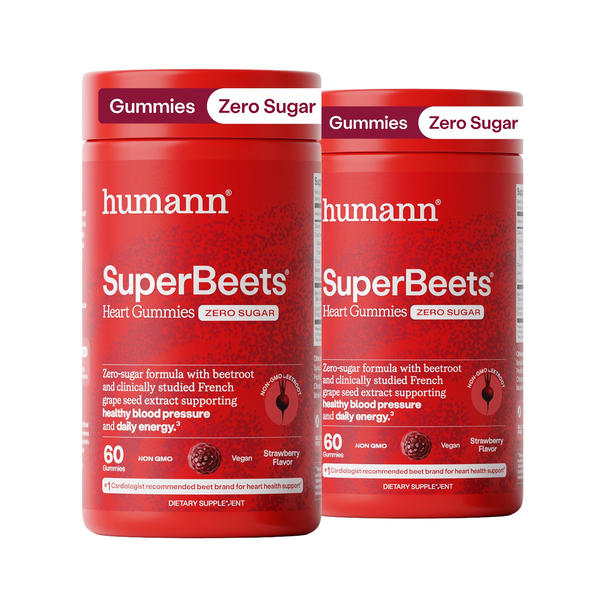 HumanN SuperBeets Heart Gummies Zero Sugar, Pomegranate Berry Flavor, 120 Gummies