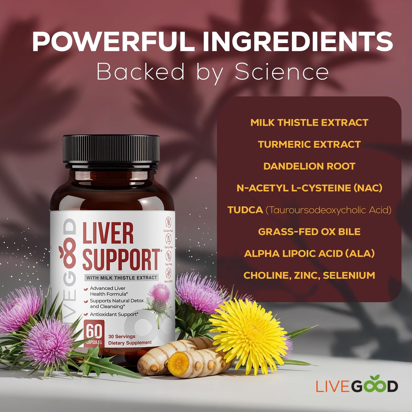 LIVEGOOD Liver Support Supplement Capsule, 60 Count