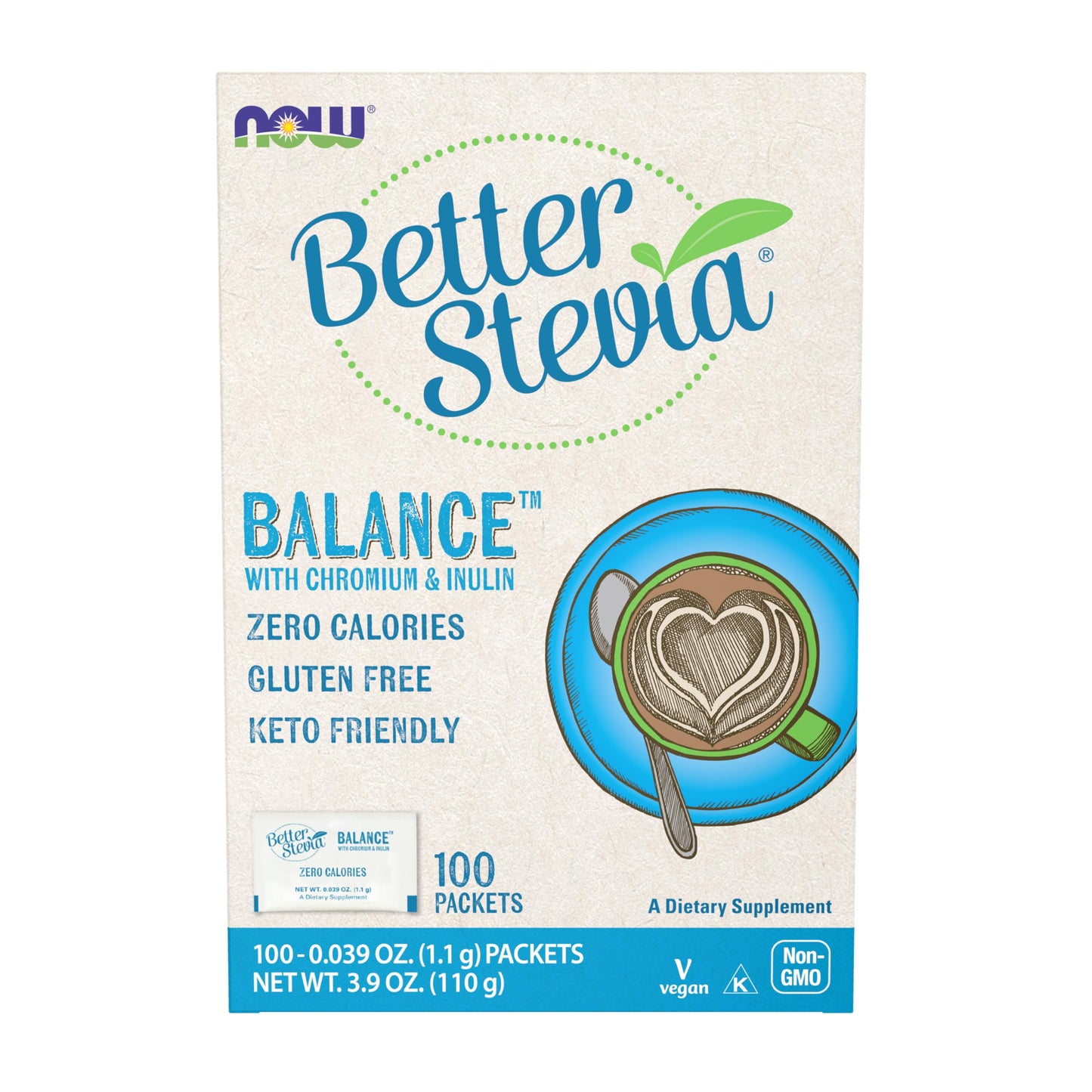 NOW Foods BetterStevia Balance with Chromium and Inulin Powder 3.9 Ounce