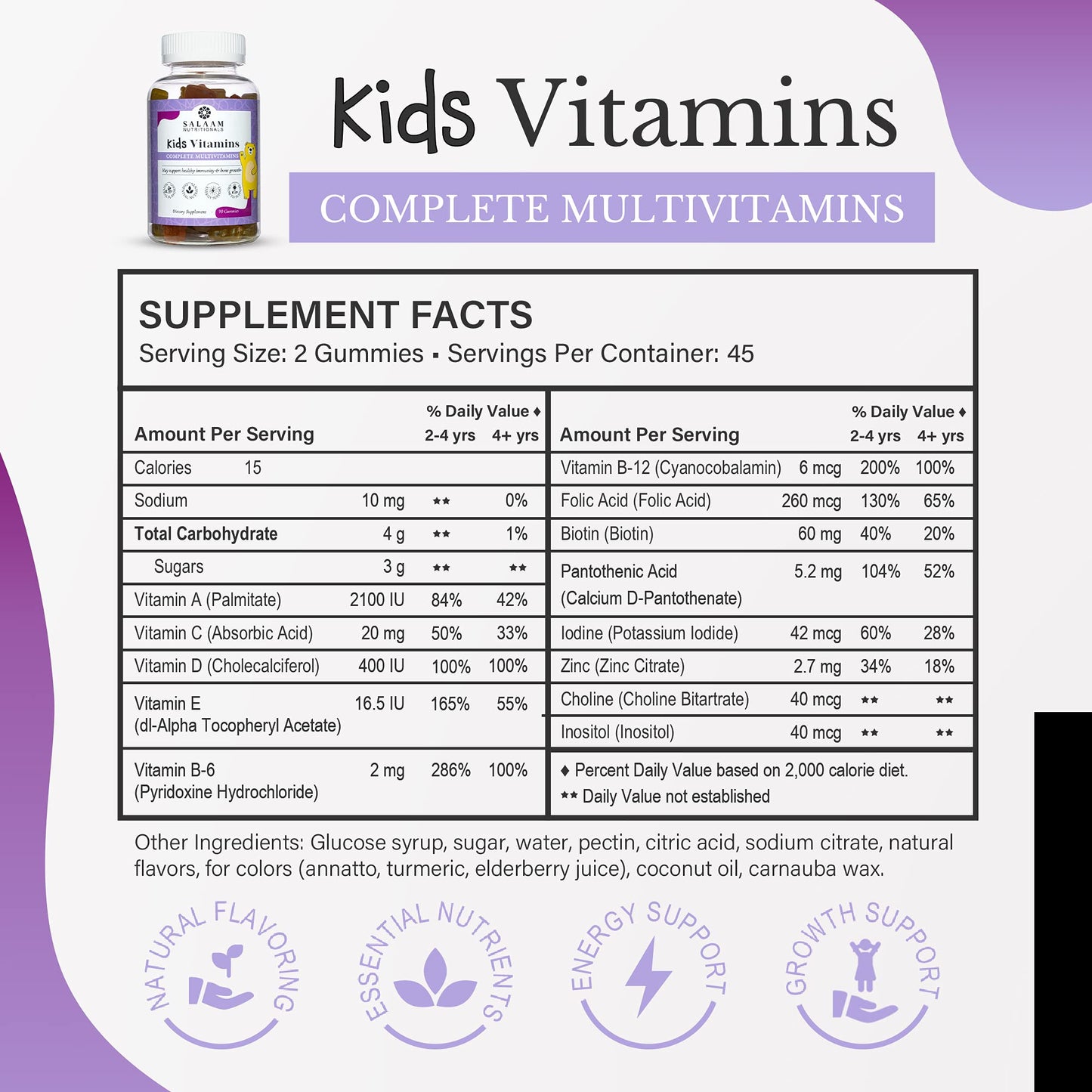 Salaam Nutritionals Multivitamins for Kids Gummy 90 Count
