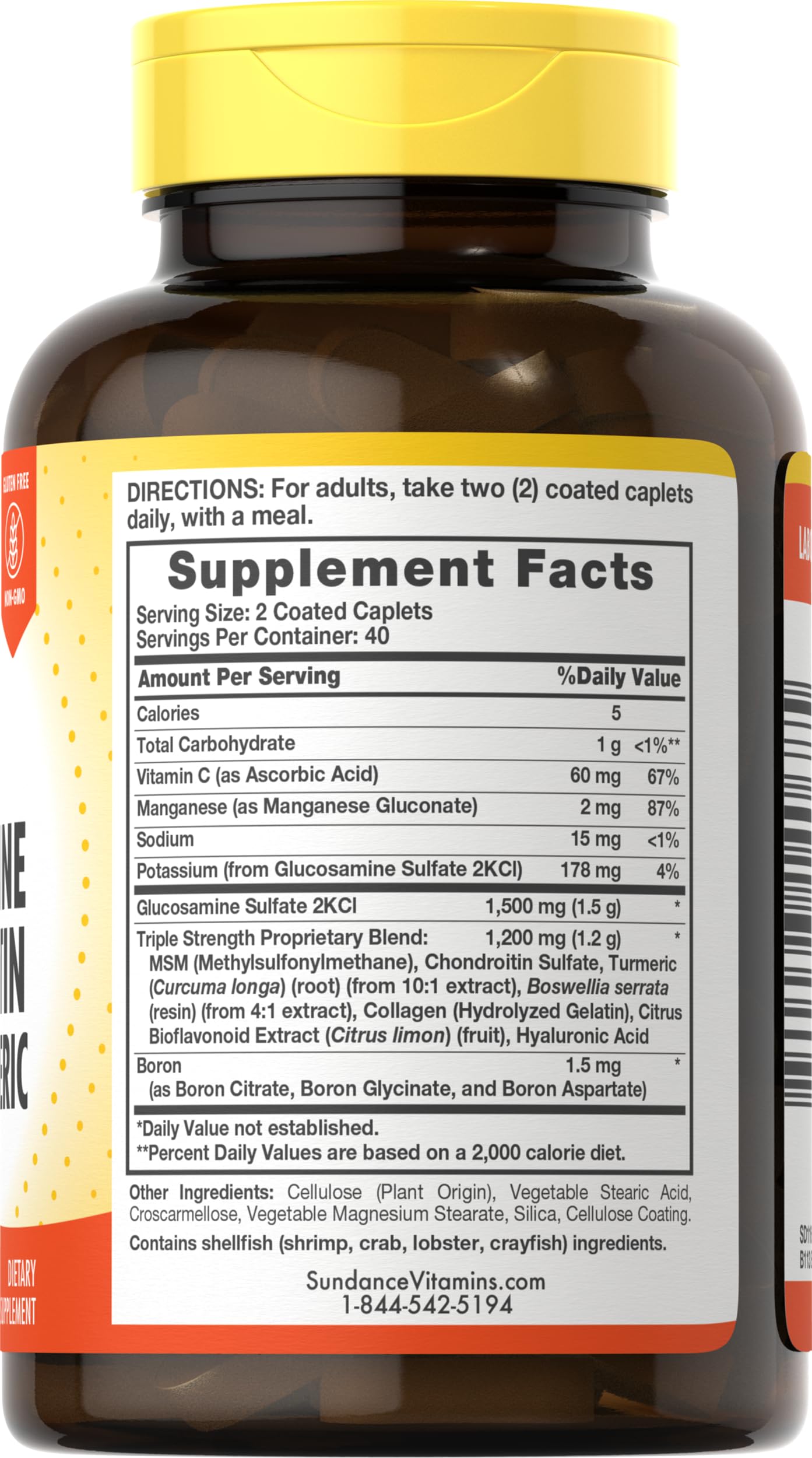Sundance Glucosamine Chondroitin with MSM and Turmeric Caplets, 80 Count