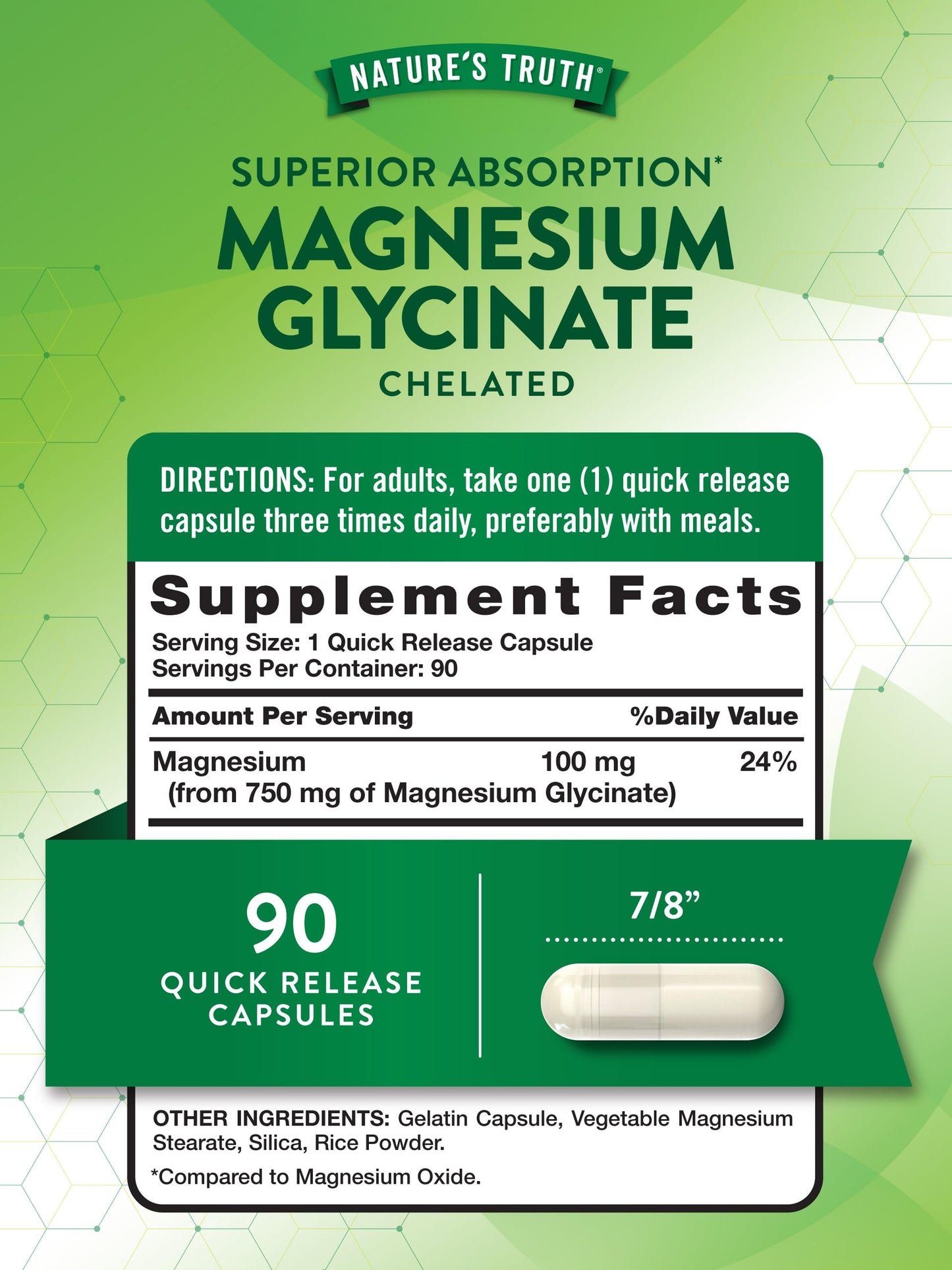 Nature's Truth Magnesium Glycinate Capsule, 750mg, 90 Count