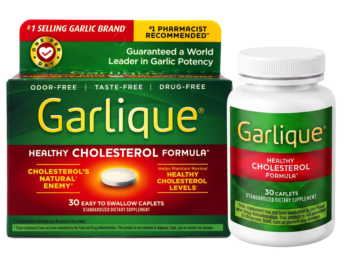 Garlique Healthy Cholesterol Garlic Supplement Caplets 30 Count