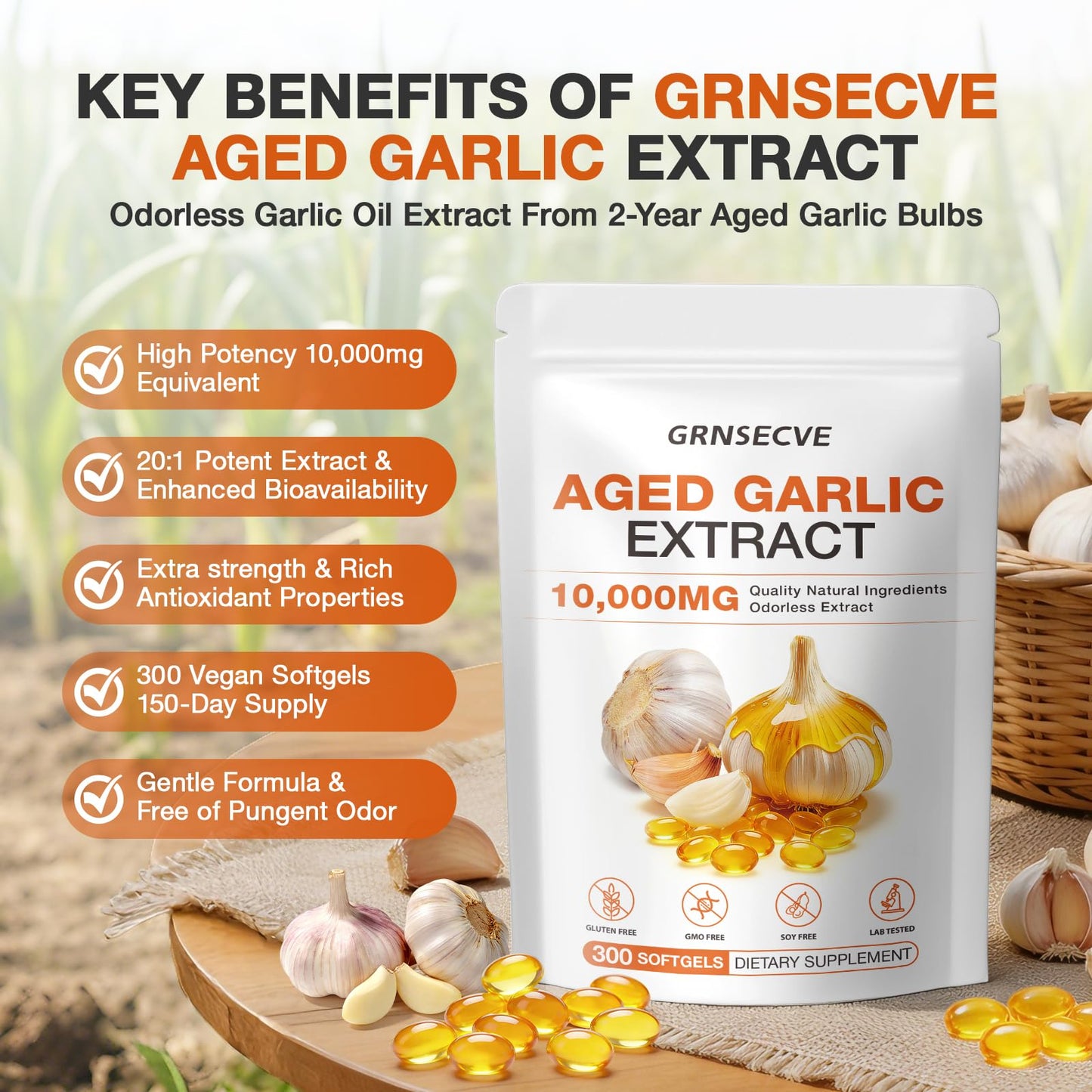 GRNSECVE Aged Garlic Extract Softgels 300