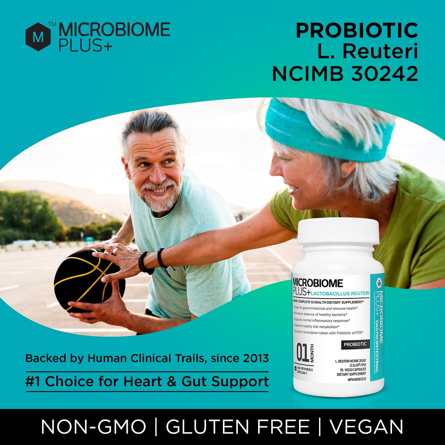 Microbiome Plus Gastrointestinal Probiotics L Reuteri NCIMB 30242 Capsule, 56 Count