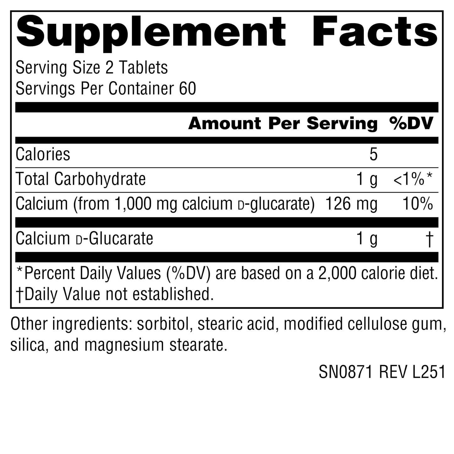 Source Naturals Calcium D-Glucarate 500 mg Tablet, 120 Tablets
