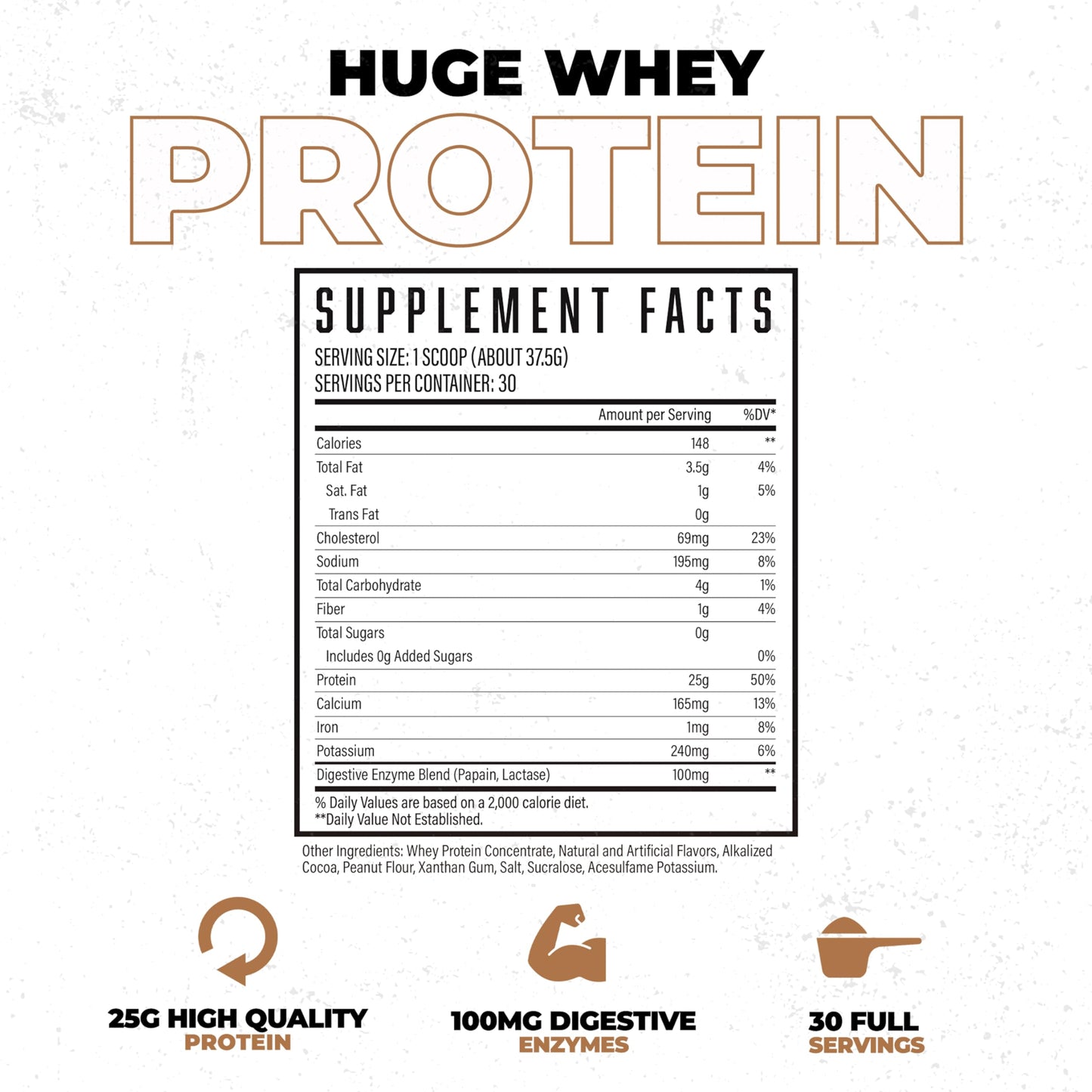 Huge Supplements Whey Protein Powder for Muscle Gain, Chocolate Peanut Butter, 30 Servings
