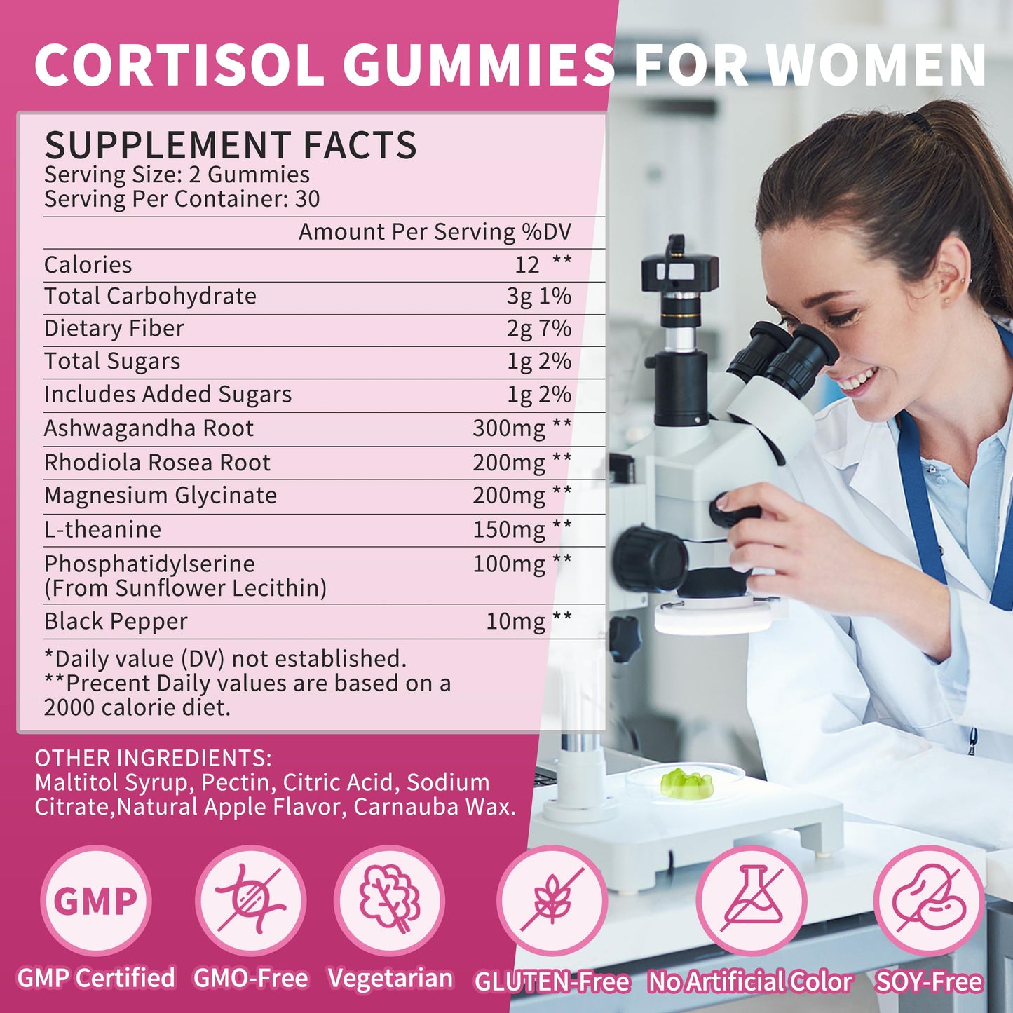 Wanish Cortisol Gummies for Women - Cortisol Manager Adrenal Support, 120 Count
