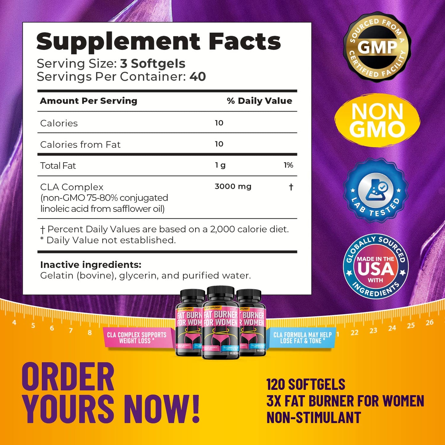 Helix Heal Belly Fat Burner for Women Softgels 120 Count
