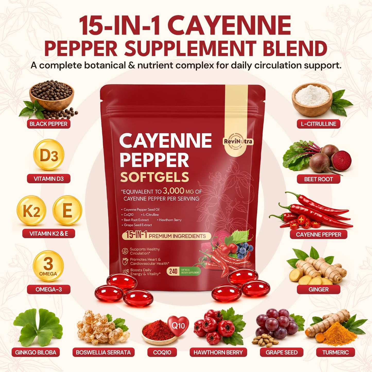 ReviNutra Cayenne Pepper Capsules, 240 Count