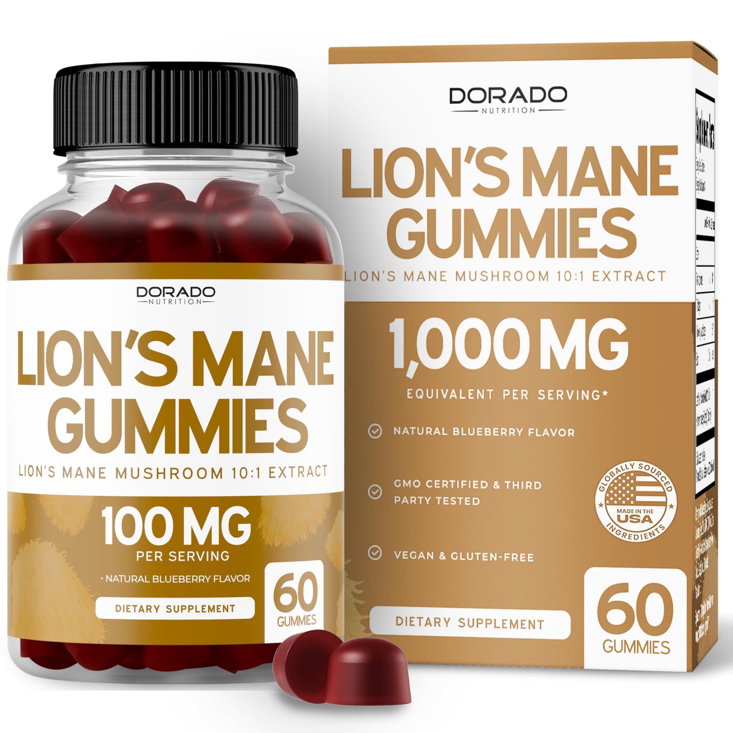 DORADO NUTRITION Lions Mane Mushroom Gummies 60 Count