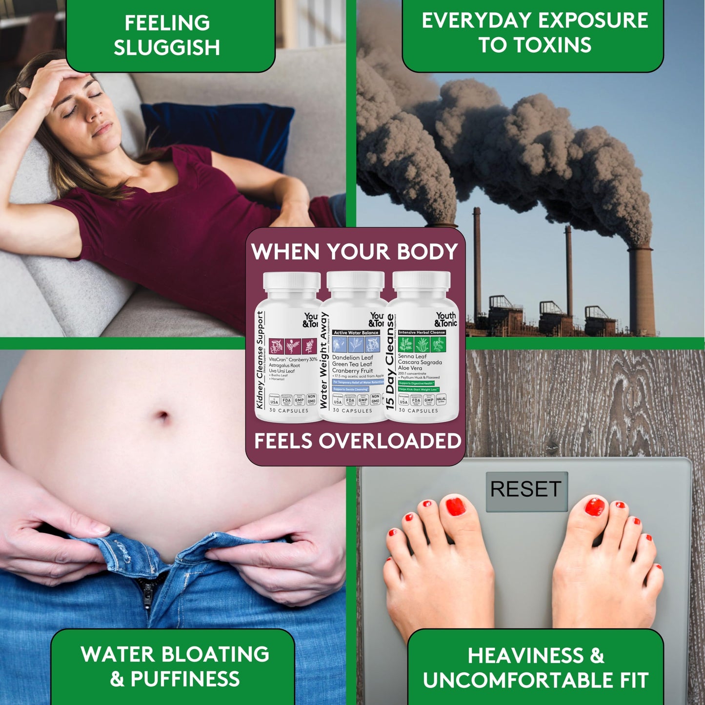 Youth & Tonic Detox Pills for Women, 15 Day Cleanse, Colon Cleanse, Kidney Capsule 90