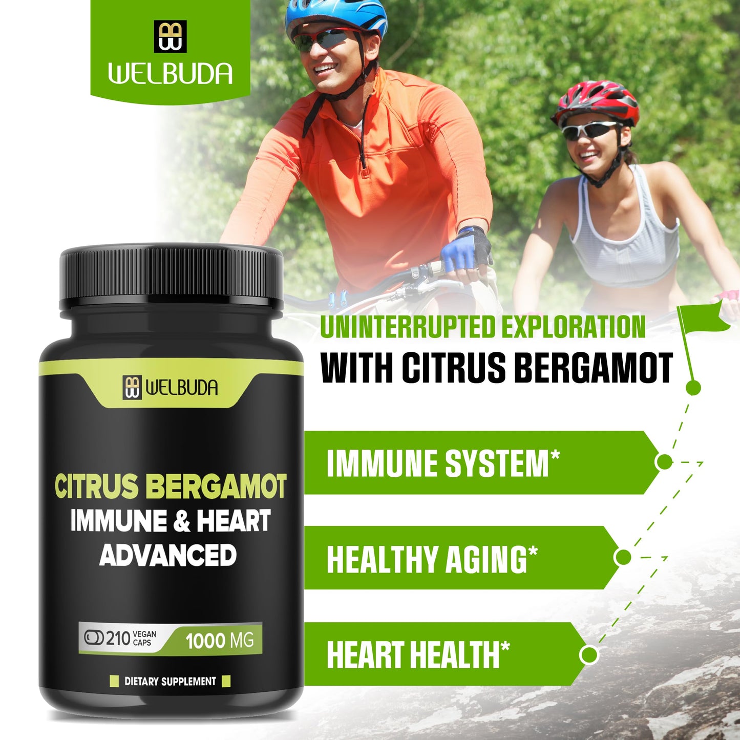 WELBUDA Citrus Bergamot with Olive Leaf, Hawthorn Berry & More Capsules, 210 Count