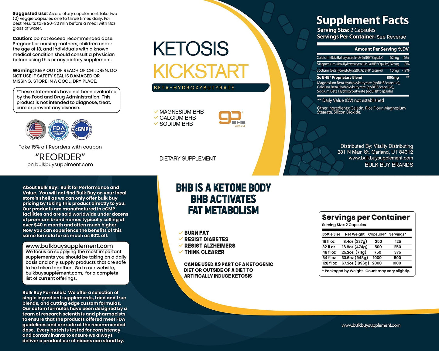 Bulk Buy Ketosis Kickstart Capsules 250