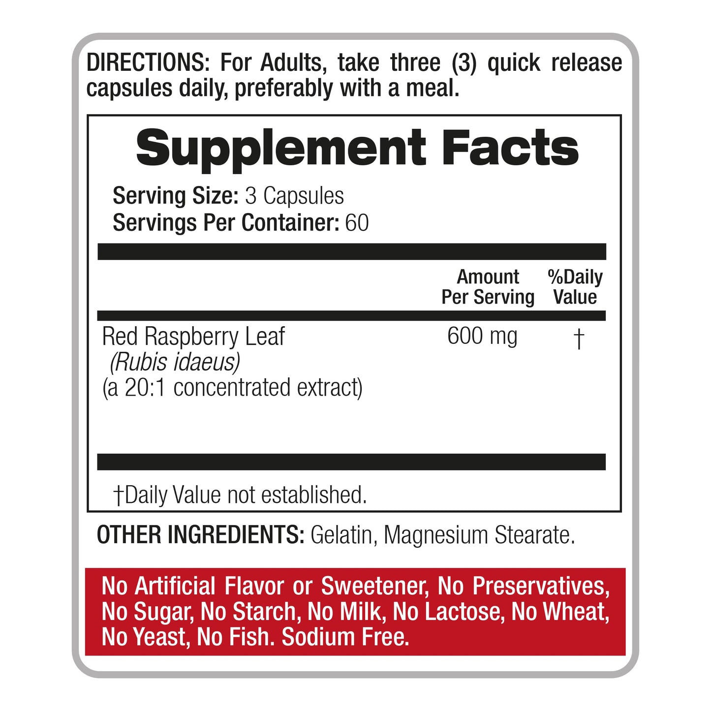 FITO MEDIC'S Red Raspberry Leaf Capsules 180 Count