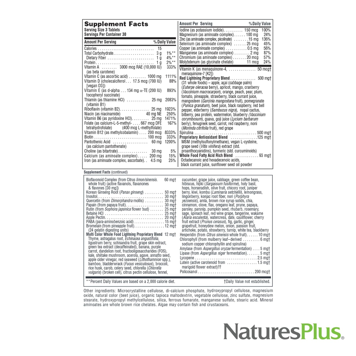 NaturesPlus Source of Life Green & Red Multivitamin Tablet 90 Tablets