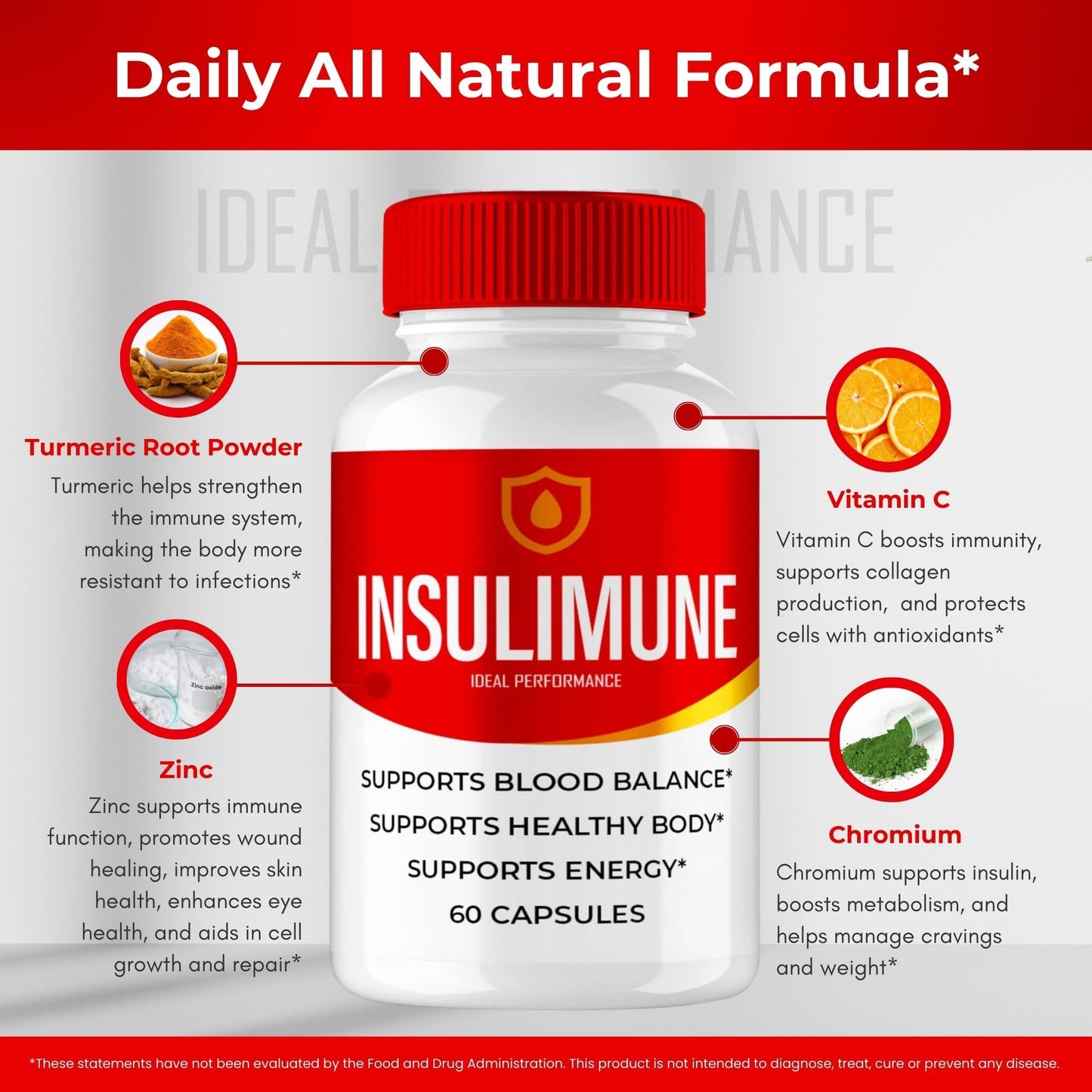 IDEAL PERFORMANCE Insulimune Blood Support Capsule, 60 Count