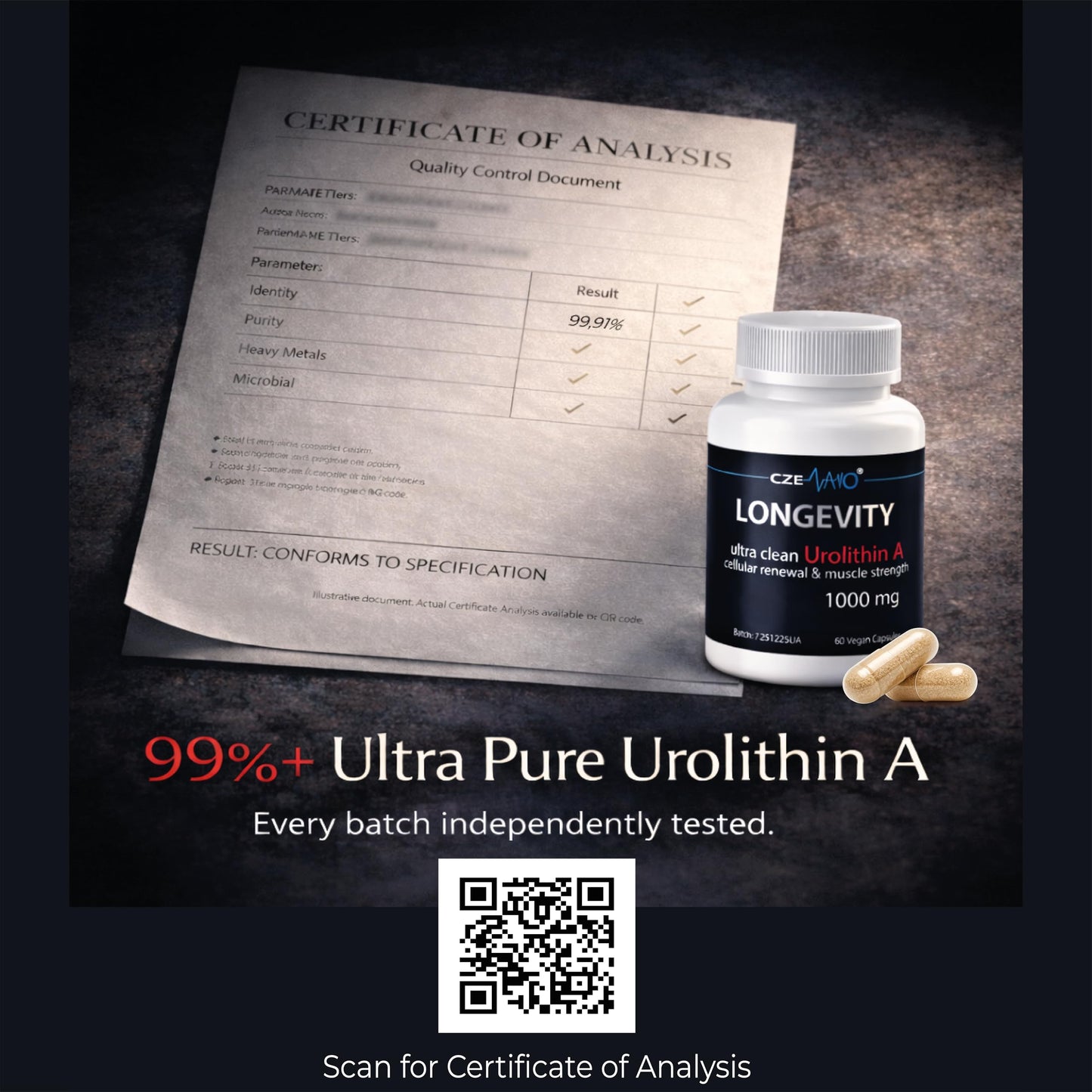 CzeNano Urolithin A 1000 mg Capsules, 60 Count