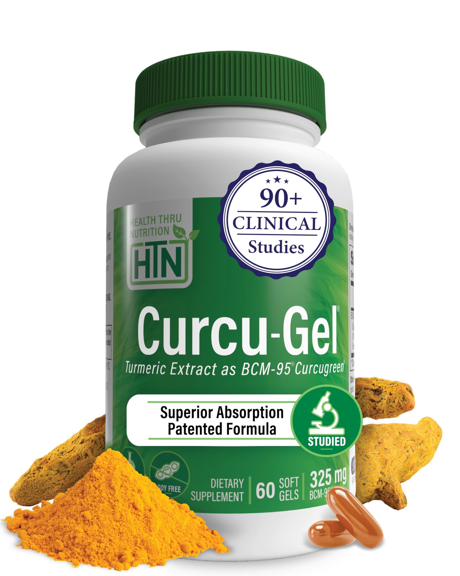 Health Thru Nutrition Curcu-Gel Turmeric Curcumin Complex BCM-95 325 mg Softgels, 60 Count
