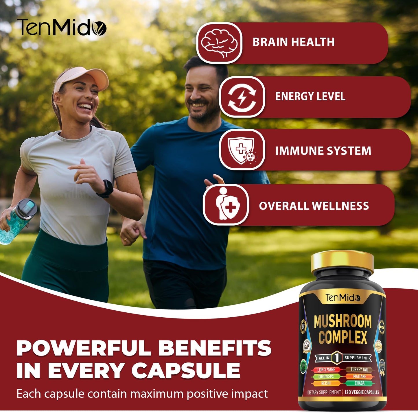 Tenmido Mushroom Complex Supplement 13in1 Formula Capsule 120 Capsules
