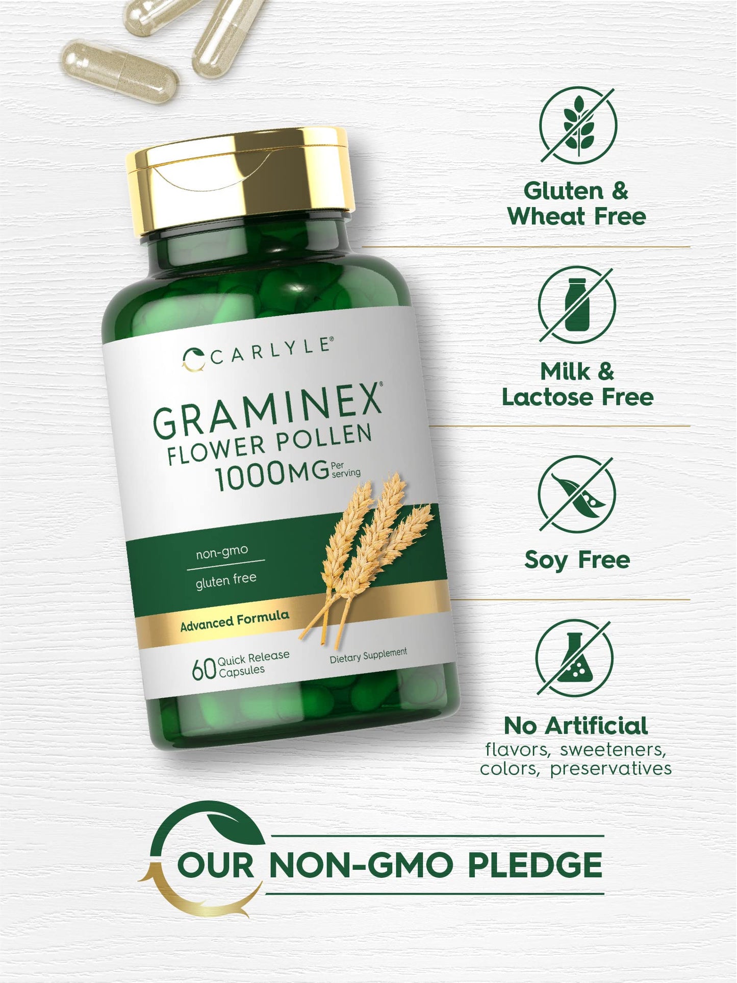 Carlyle Graminex Flower Pollen Extract 1000 mg Capsule 60 Count
