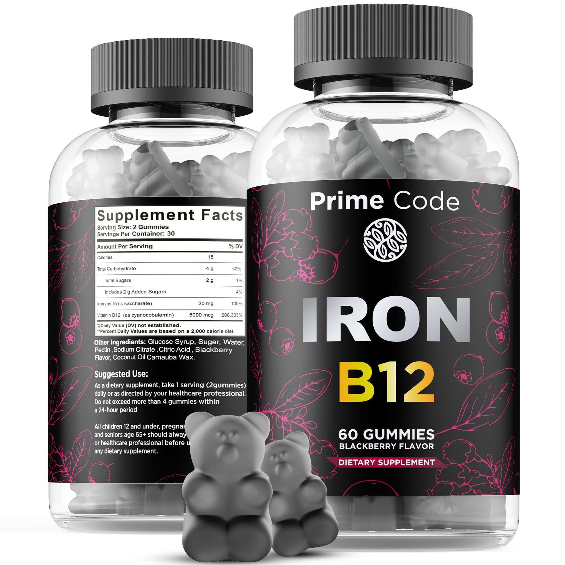 Prime Code Vitamin B12 Gummies with Iron Gummy, 60 Count