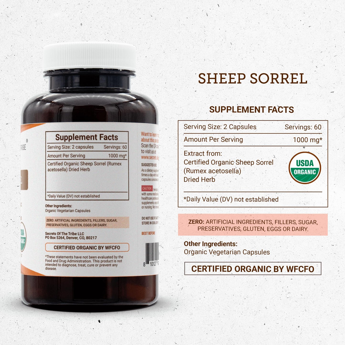 Secrets of the Tribe Organic Sheep Sorrel Capsules, 120 Count
