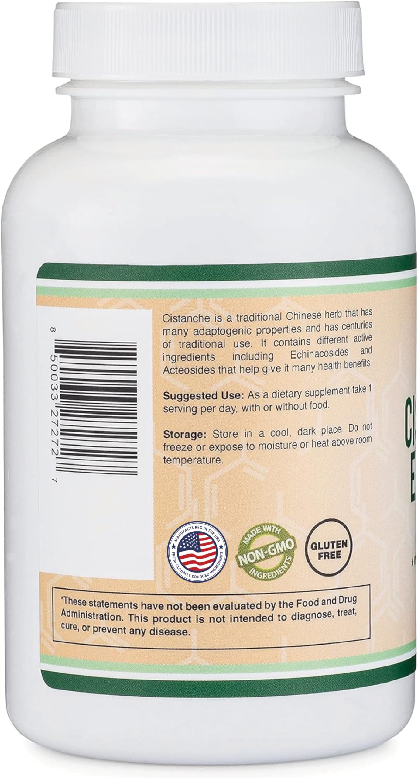 Double Wood Supplements Cistanche Tubulosa 500mg, 10% Echinacosides, Male Vitality Capsules 120