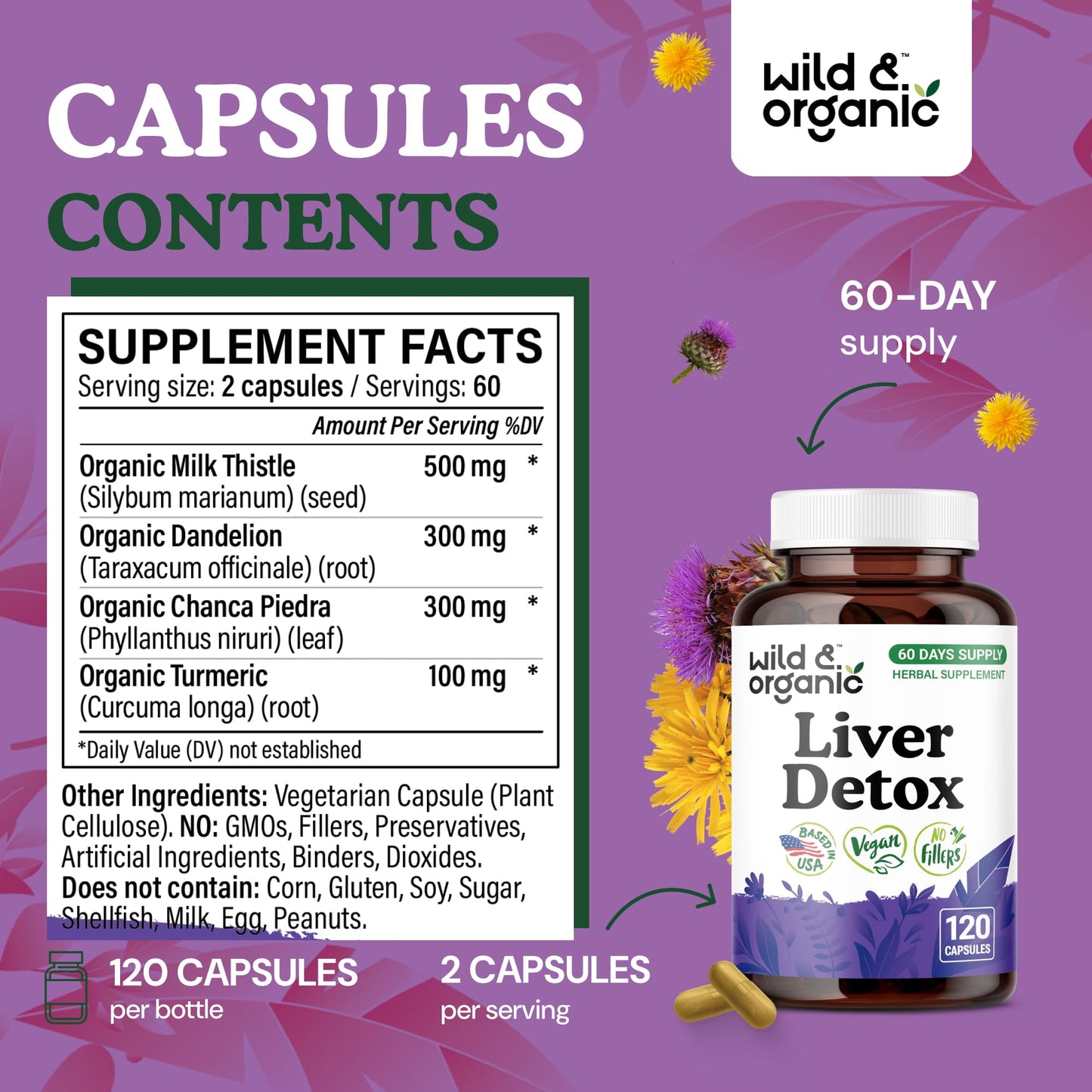 Wild & Organic Liver Detox Capsules 120 Capsules