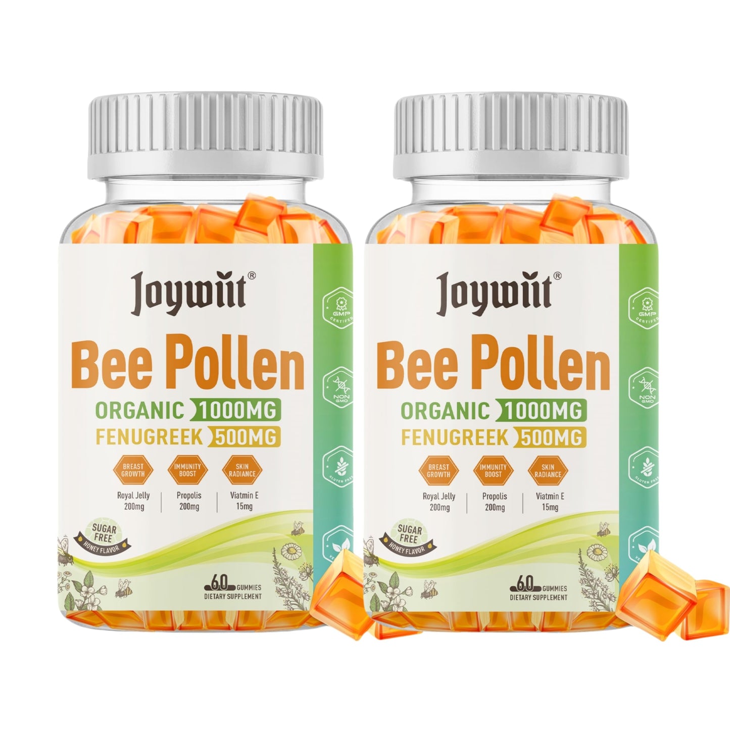 Joywiit Bee Pollen 1000mg Sugar Free Gummies for Women 120 Count