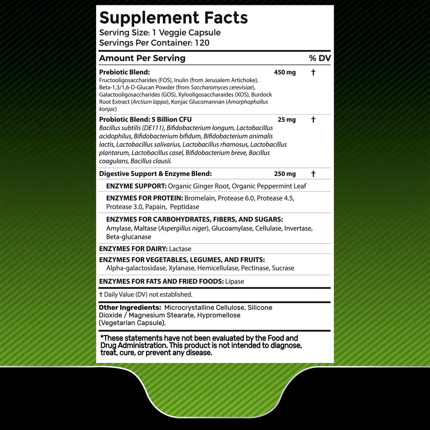 WELLNESS LABSRX Digestive Enzymes with Probiotics and Prebiotics, 450mg, 5 Billion CFUs Capsules 240 Count