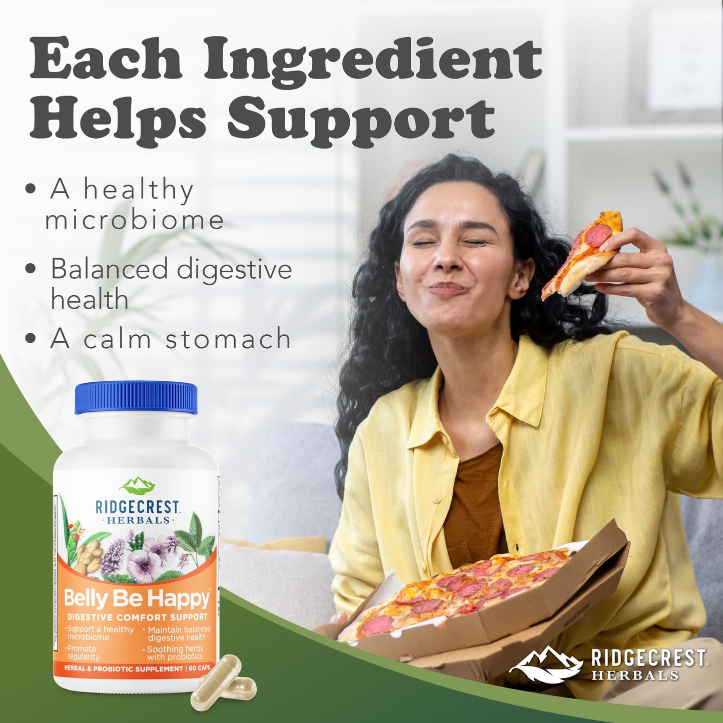 RidgeCrest Herbals Belly Be Happy Probiotic Capsule 60 Count