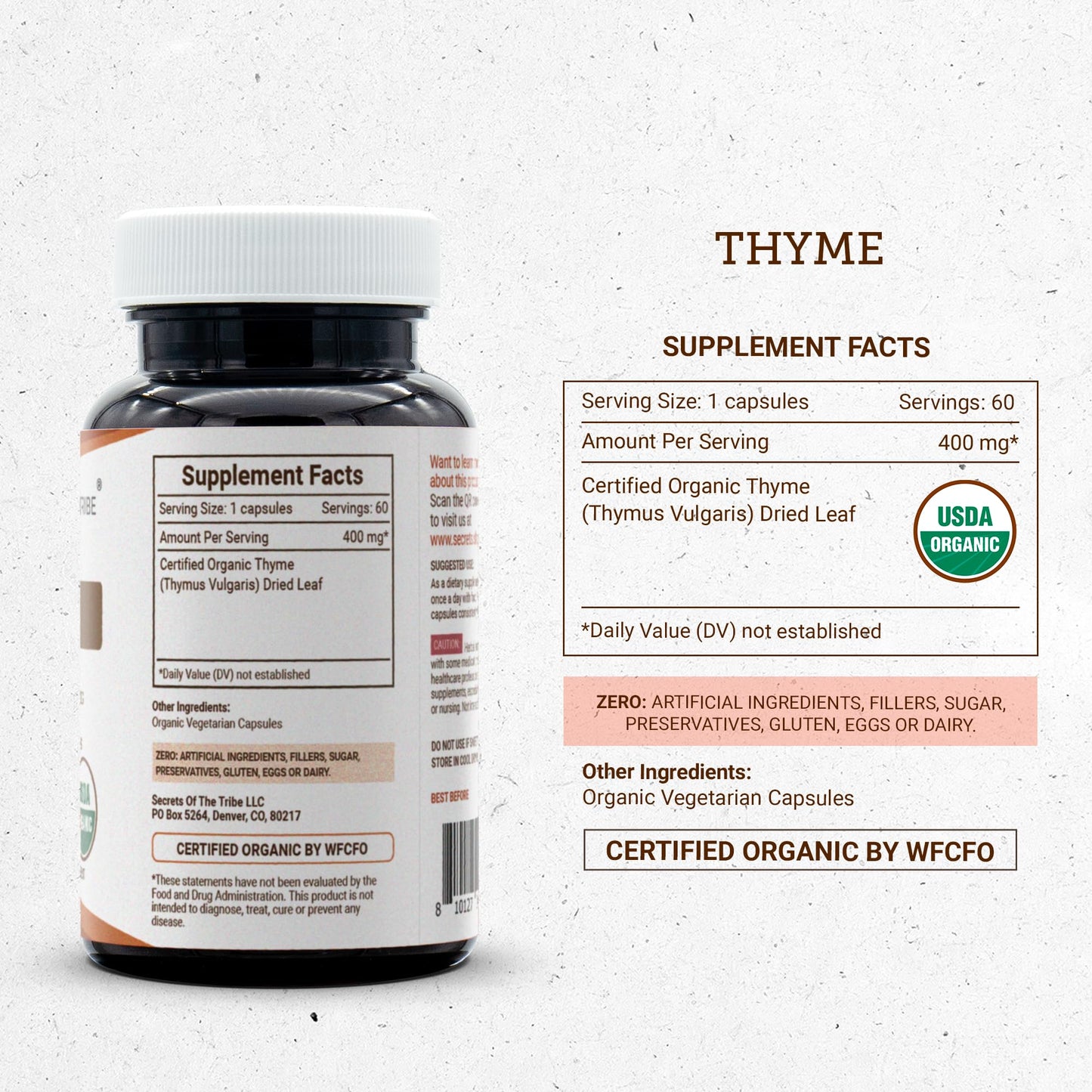 Secrets of the Tribe Thyme Capsules, 60 Count