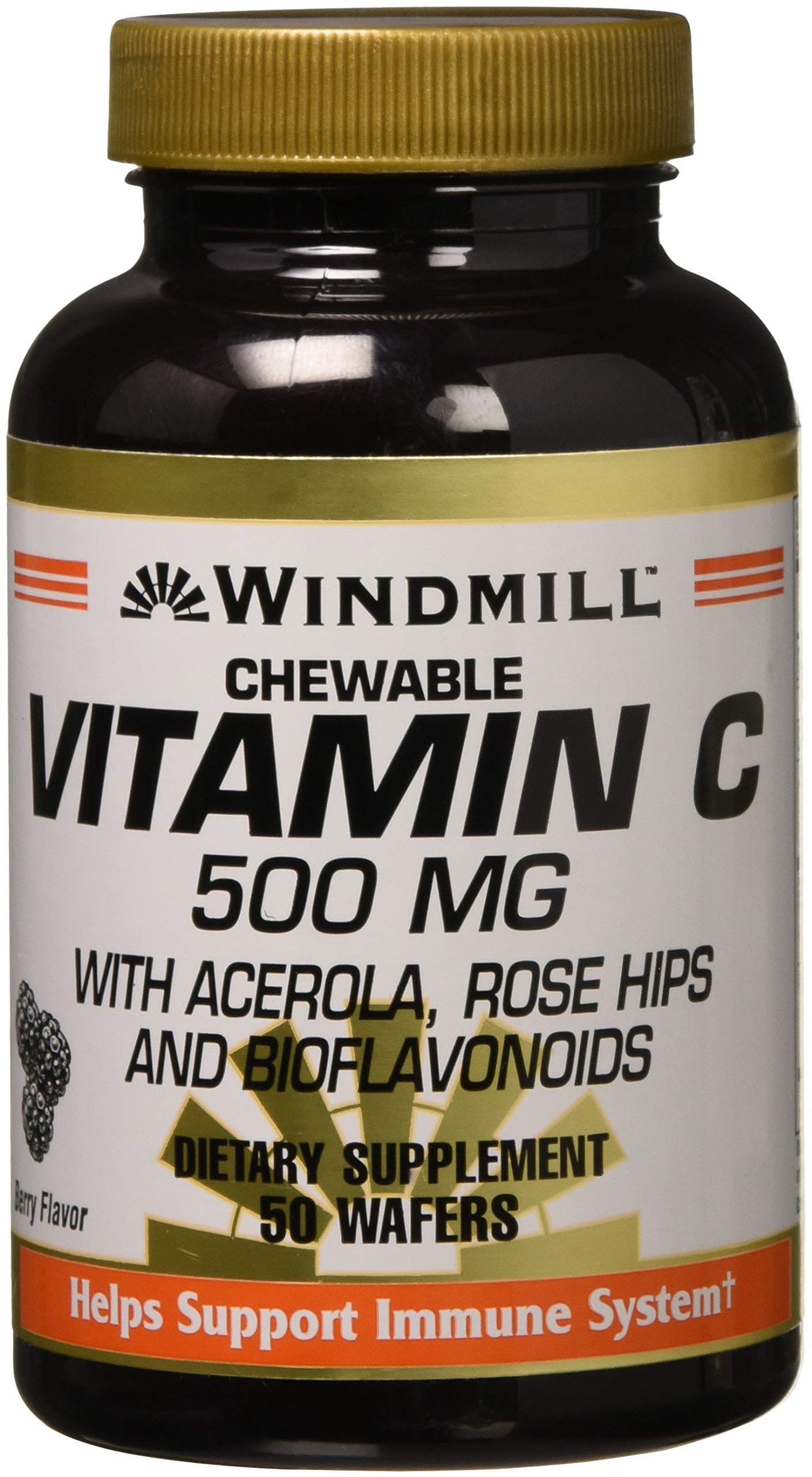 Windmill Vitamin C 500 mg Dietary Supplement Tablets and Wafers, 50 Count