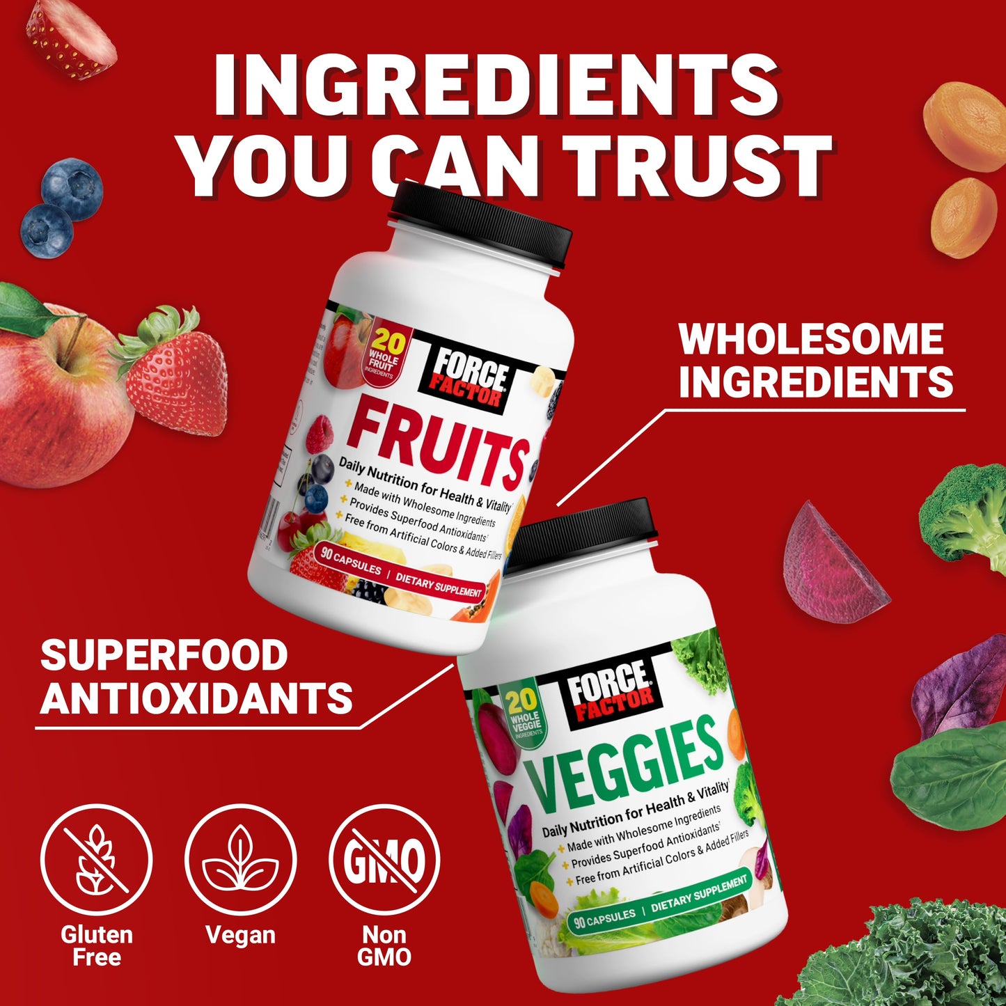 Force Factor Fruits & Veggies 180 Capsules