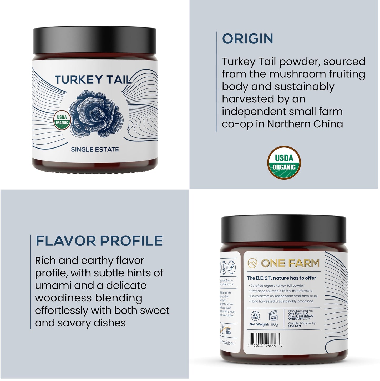 One Farm by WAAYB Organic Turkey Tail Mushroom Powder 80 oz