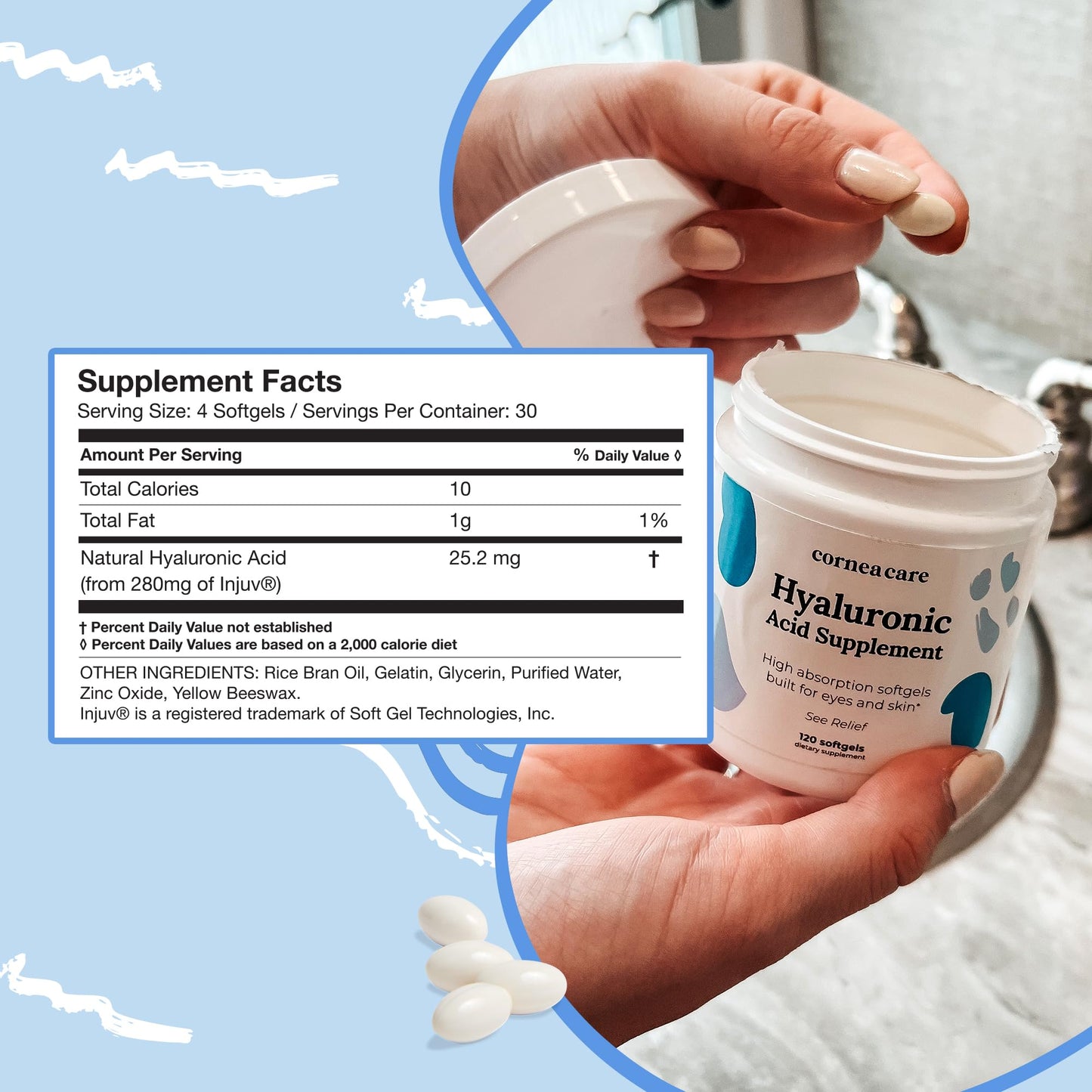 CorneaCare High Absorption Hyaluronic Acid Softgels, 120 Softgels