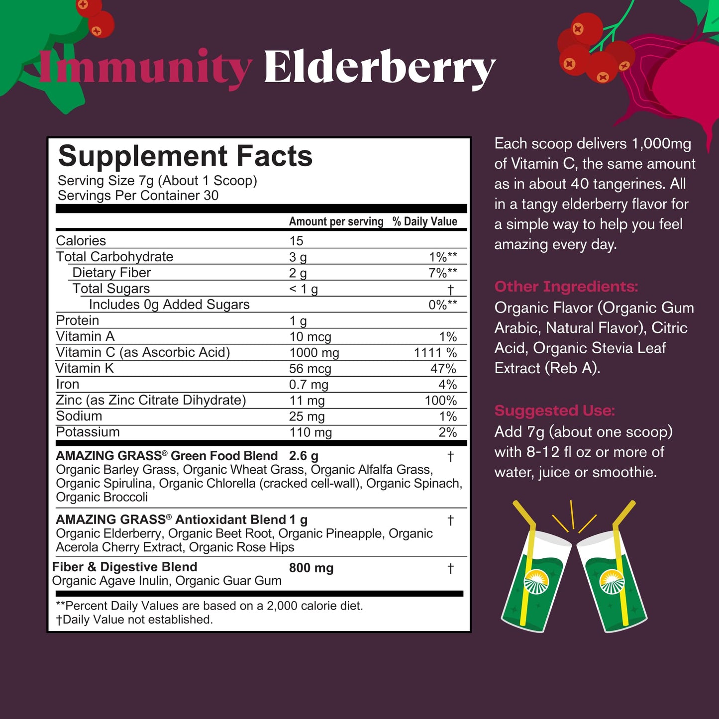 Amazing Grass Greens Blend Superfood Immunity Powder, 7.4 oz