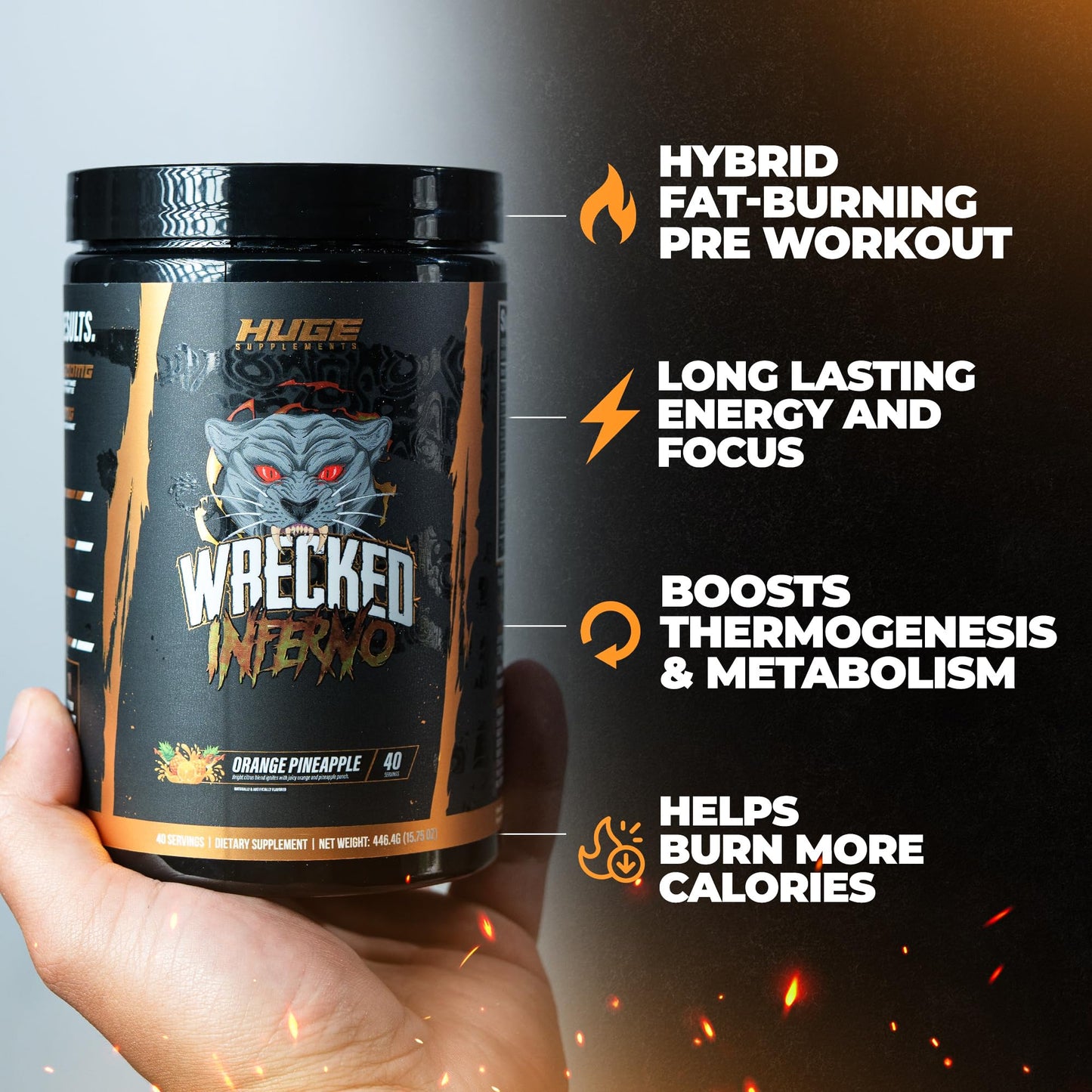 Huge Supplements Wrecked Inferno Thermogenic Pre-Workout Powder, 1