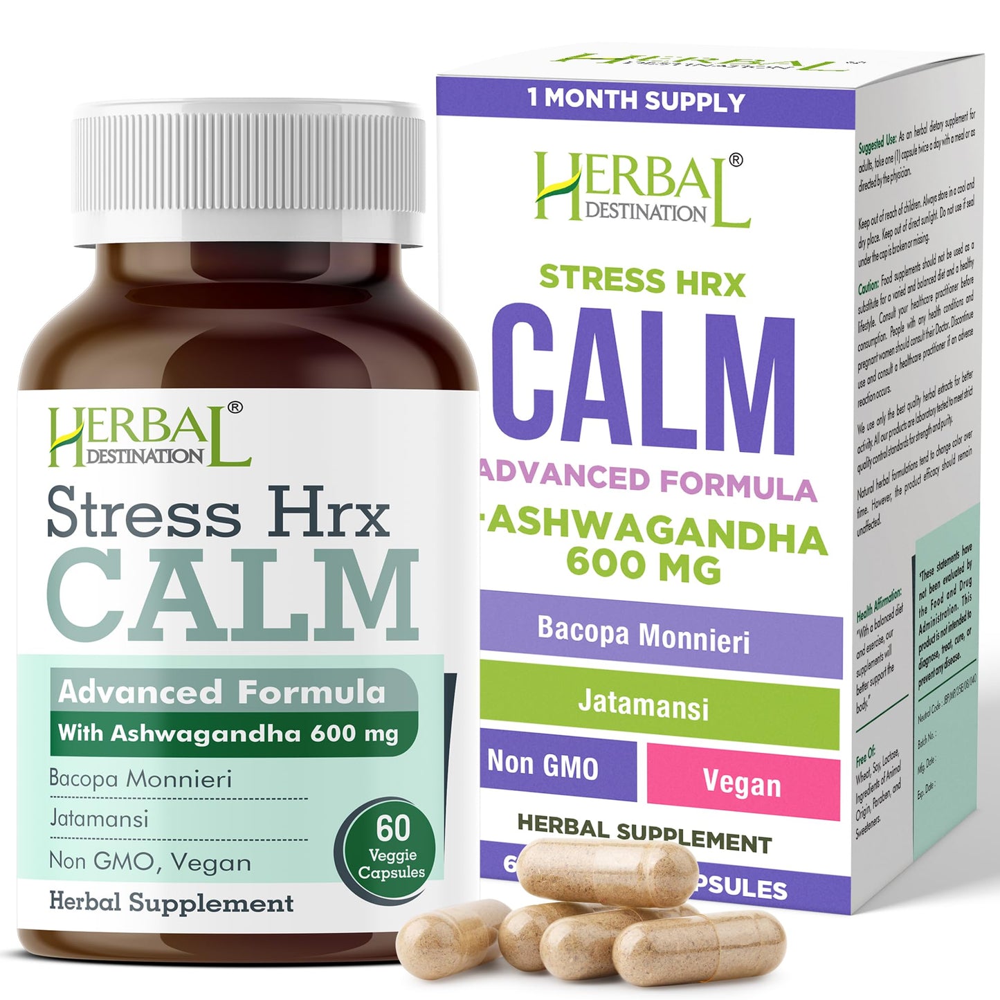 Herbal Destination Stress Hrx Ashwagandha Supplement Softgel 60 Count