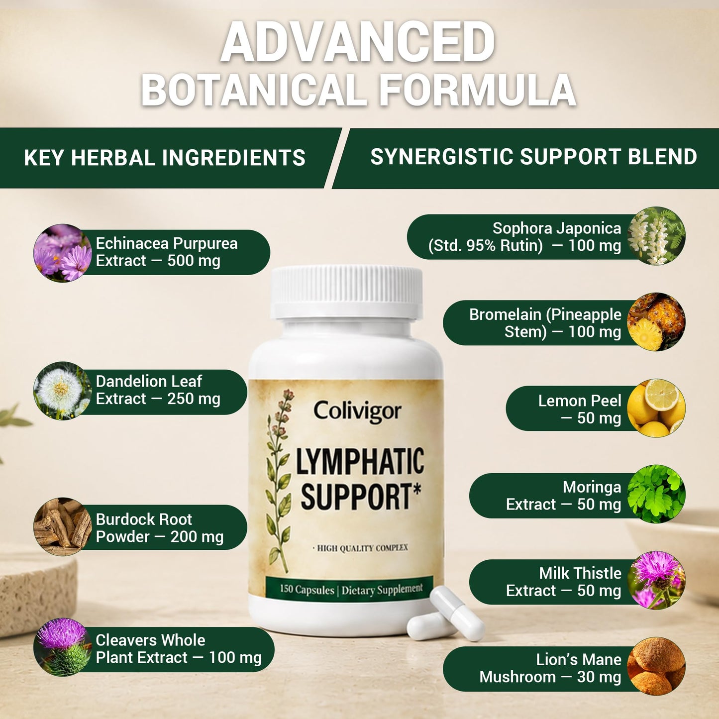 Colivigor Lymphatic Drainage Supplements Capsules, 150 Capsules