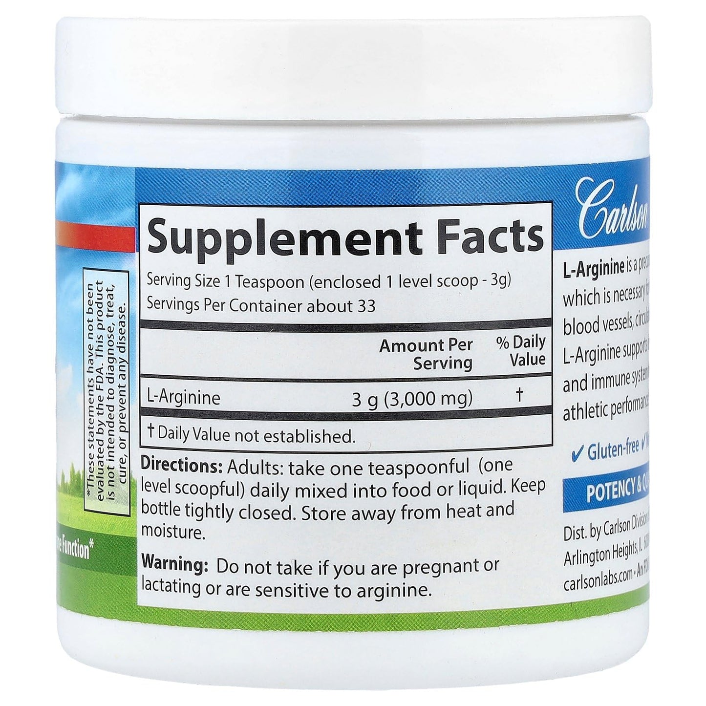 Carlson L-Arginine Powder 3.53 Ounce