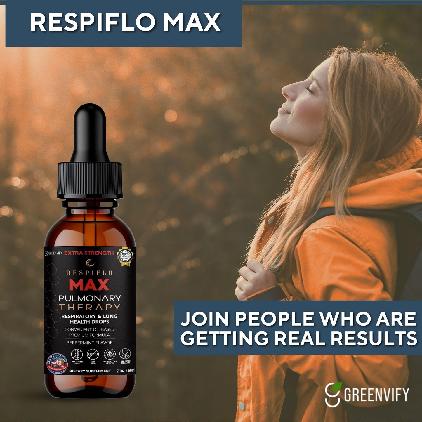 GREENVIFY Respiflo MAX Pulmonary Therapy Respiratory & Lung Health Drops 60 Capsules
