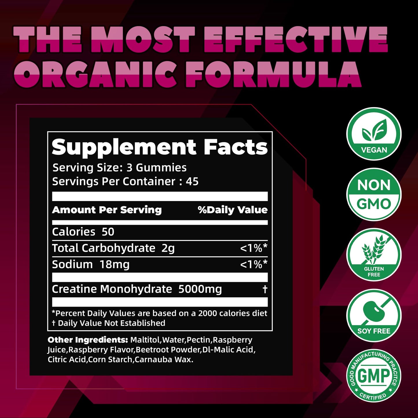 GlucoBio Creatine Monohydrate Gummies 135 Count