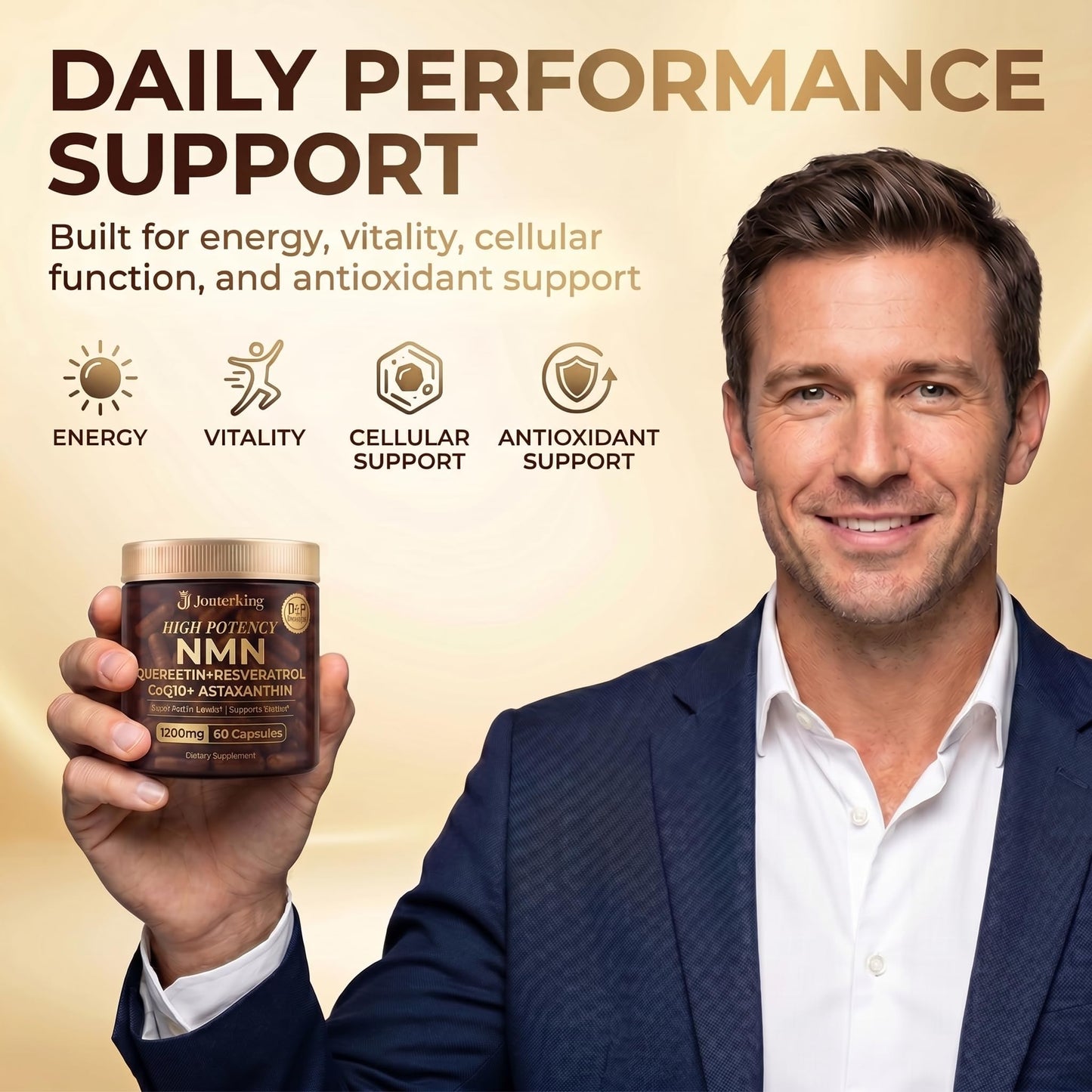 JonterKing NMN Supplement 1200mg Pure Liposomal NMN Booster for NAD+ Supports Cellular Energy & NAD+ Levels Softgels 120